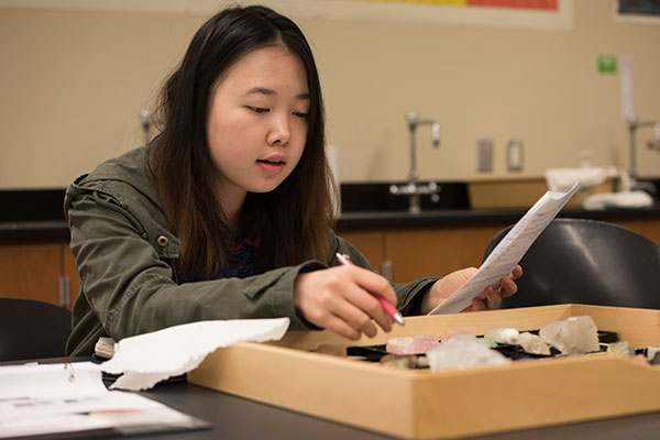 Geology student in class at Seattle Central College