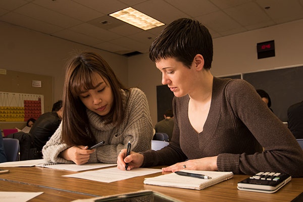 Math tutor and student working together at Seattle Central College
