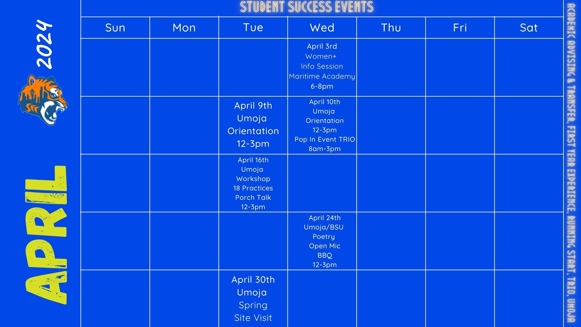April Student Success Calendar of Events