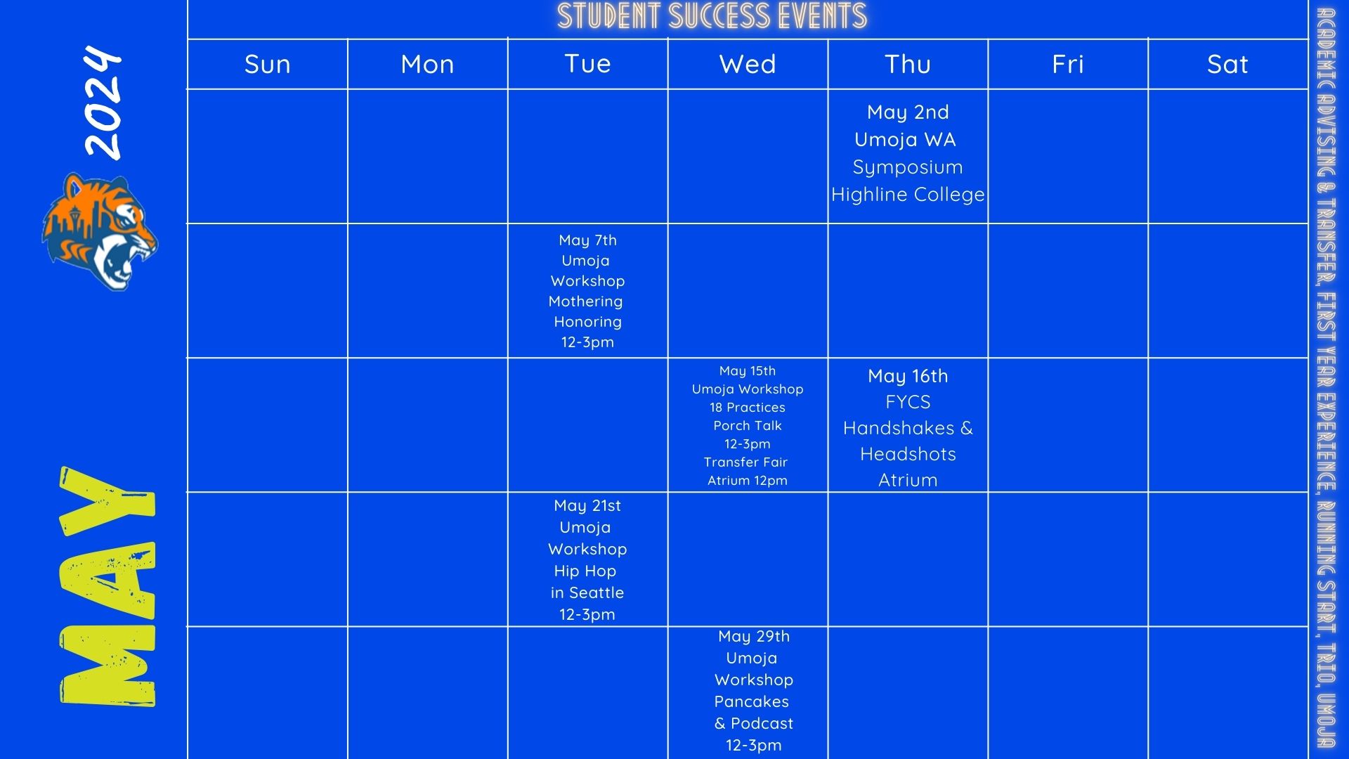 May Student Success Calendar of Events