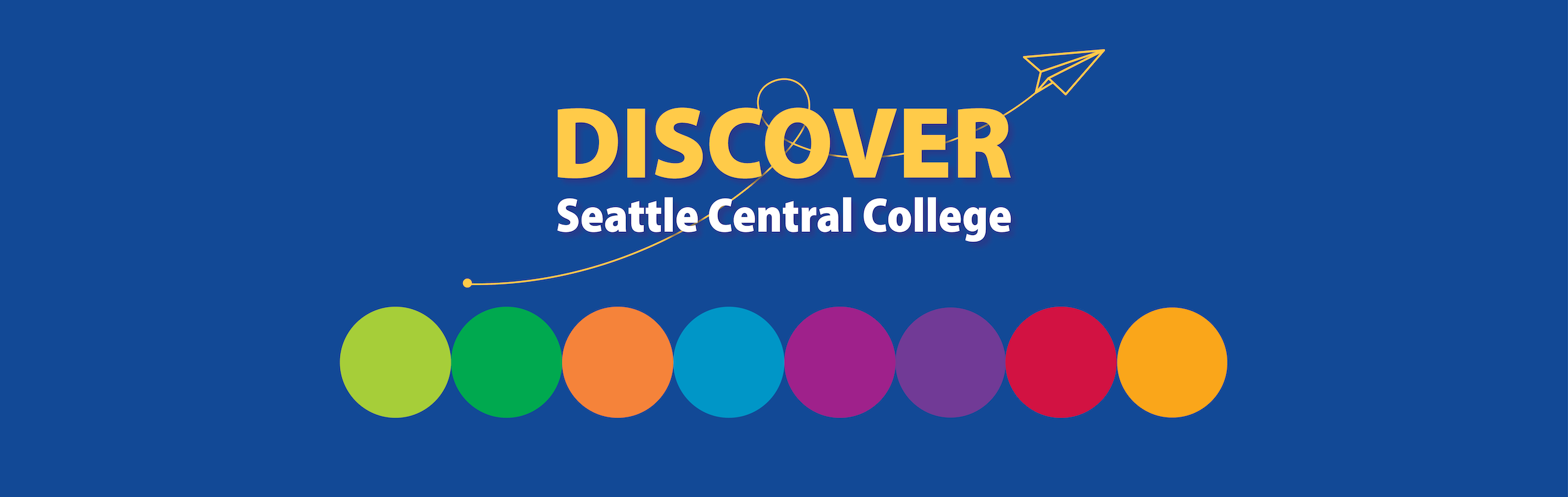  decorative background with text: Discover Seattle Central College 