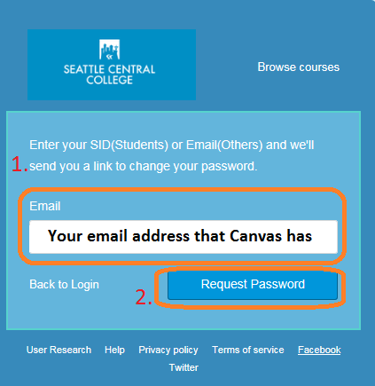 Enter Email Page with Email Textbox and Request Password Link Highlighted