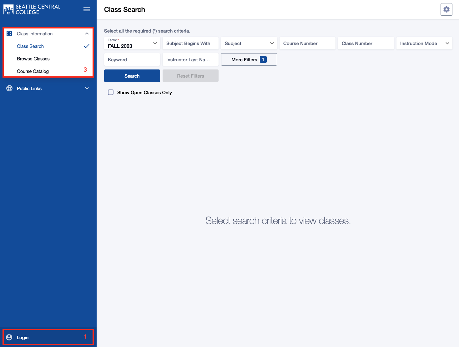 class schedule login