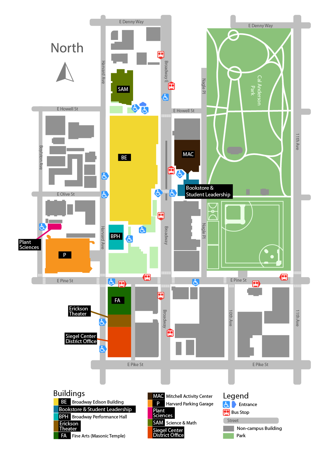 an overhead map of Central's main campus